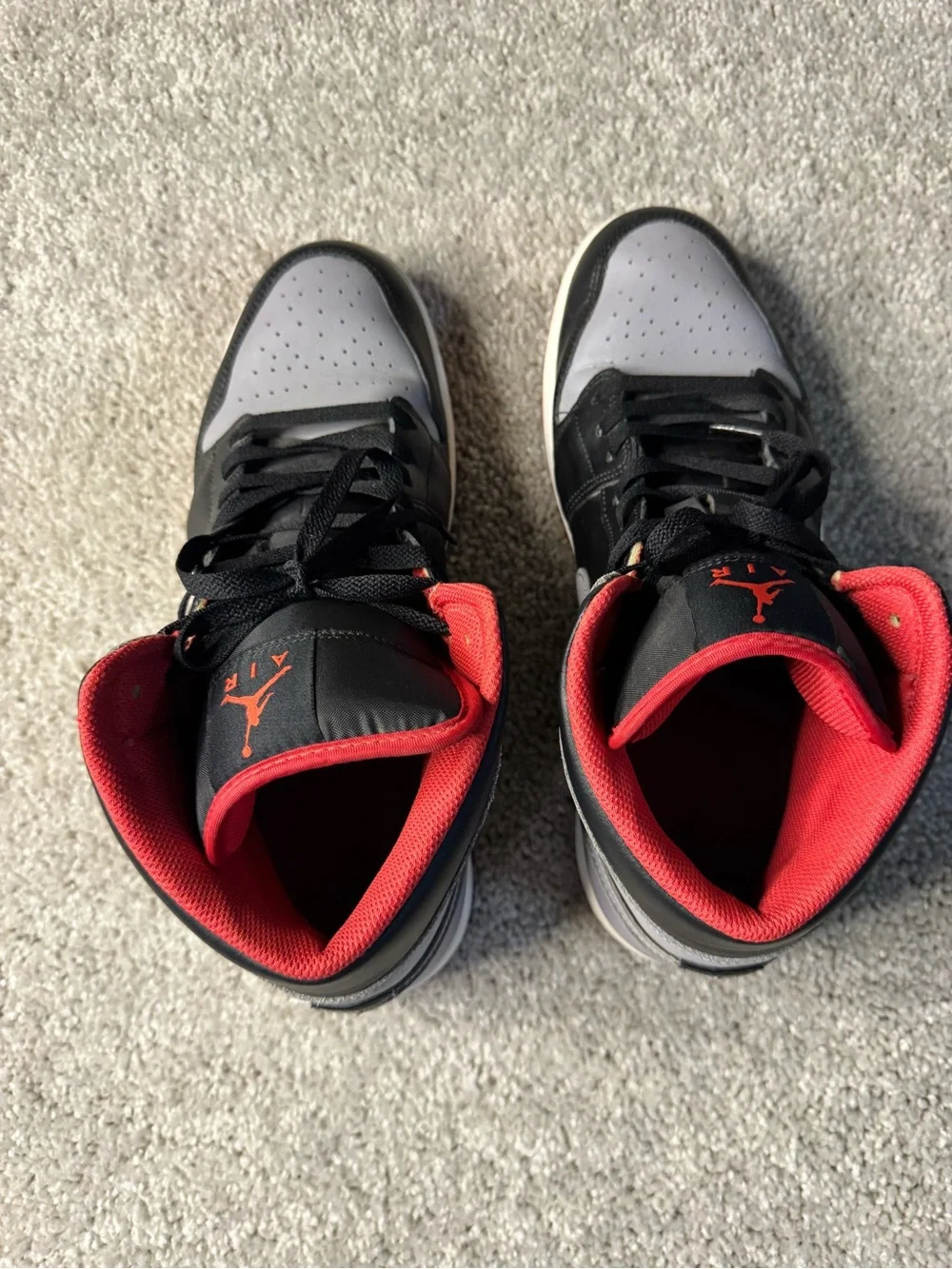 Jordan Men’s High-Top Sneakers in Black, Gray & Red